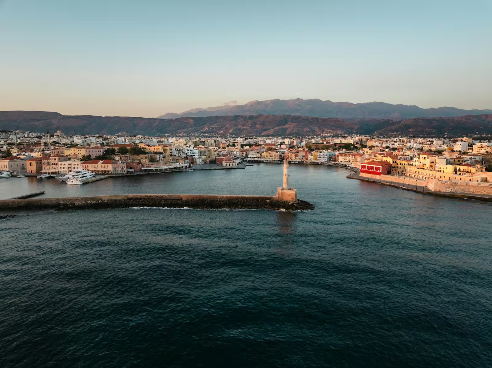 Chania Port with drone