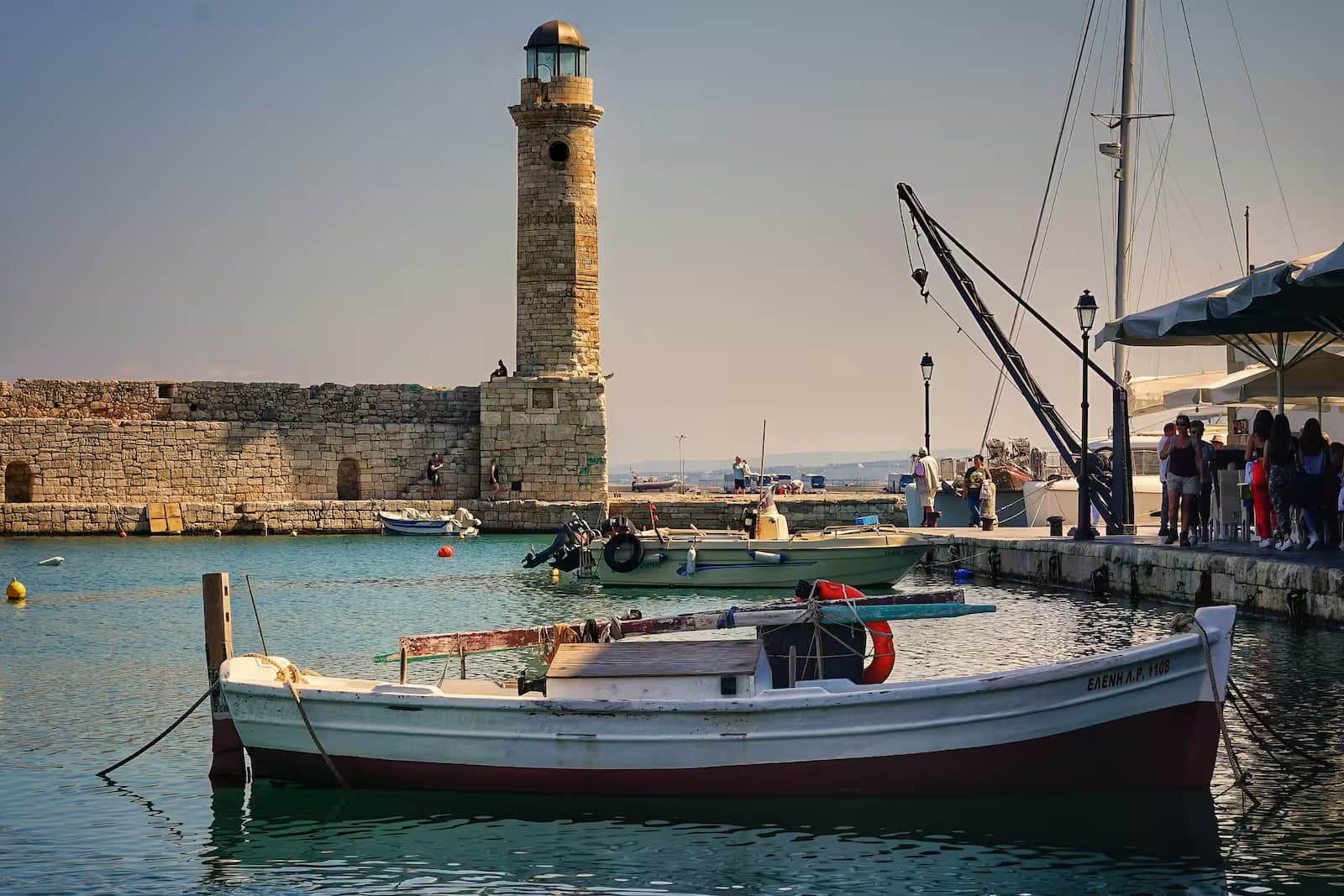 Rethymno Port with a boat