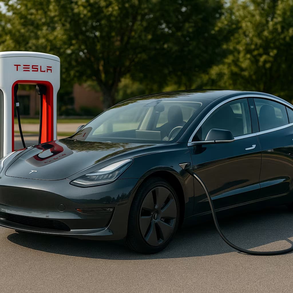 Tesla φορτίζεται σε σταθμό φόρτισης