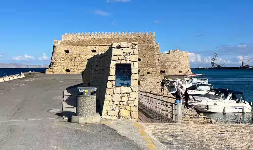 Historic Venetian sea fortress Koules (Castello a Mare) guarding the Heraklion Old Harbor, Crete, Greece