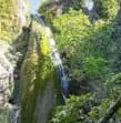 The main waterfall cascading down mossy rocks inside the densely vegetated Richtis Gorge, Sitia, East Crete