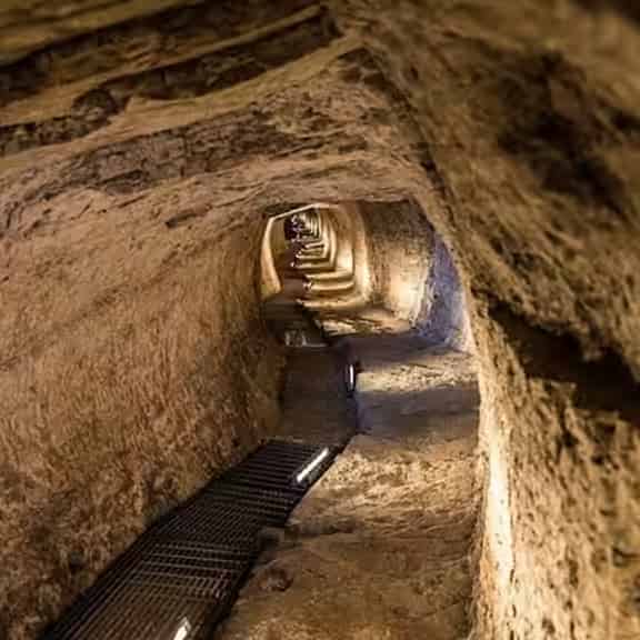The entrance to the ancient Eupalinian Tunnel, a remarkable feat of ancient Greek engineering on Samos.